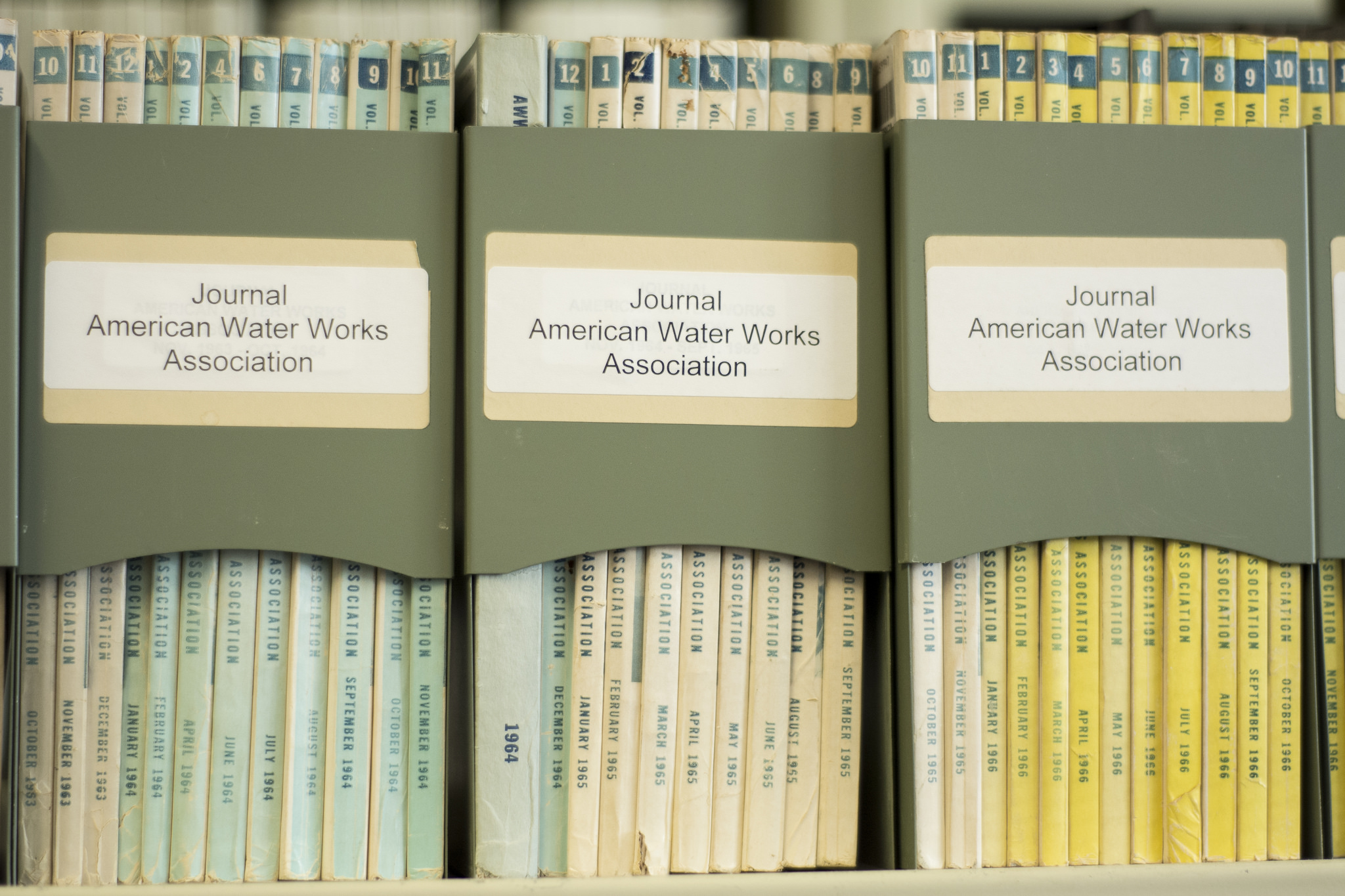 Three boxes of the journal "American Water Works Association"